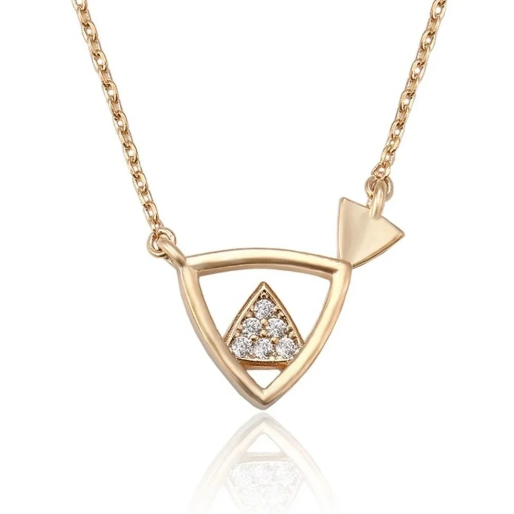 18k Gold Plated Triangle Pendant Necklace - Picture 1 of 7